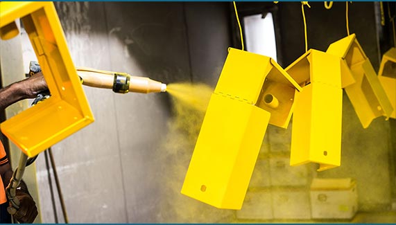 Powder coating finish on industrial metal components — coating systems
