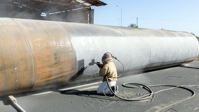 Vapor abrasive blasting surface prep for Polyflex application — coating systems