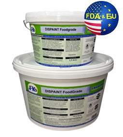 Fakolith DISPAINT FoodGrade — water-based food-contact dispersion paint, can shot